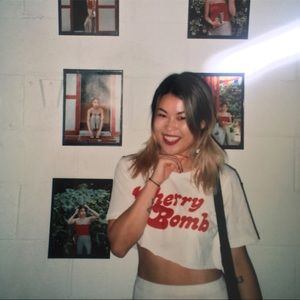 Cherry Bomb crop vintage tee